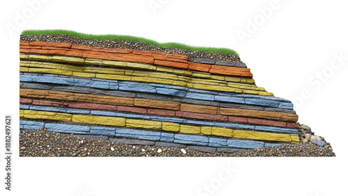 Wallpaper Mural Stratified Rock Formation with Grass and Soil Layers Torontodigital.ca