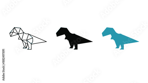 Three colorful dinosaur silhouettes on a white background
