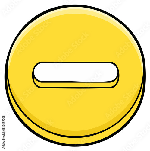 Yellow circle with a horizontal dash or minus symbol graphic element