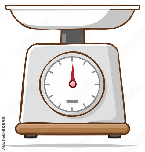 Vintage Kitchen Scale with a Round Dial and Measuring Tray Weighing Instrument