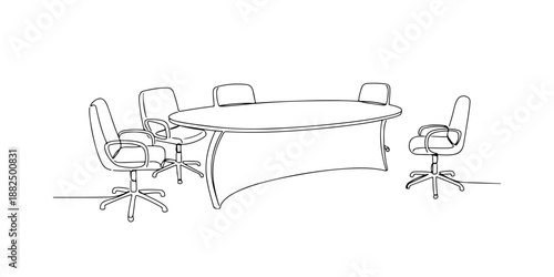 Continuous one line of a negotiation table, representing diplomacy, business deals, and agreements, drawn vector illustration.