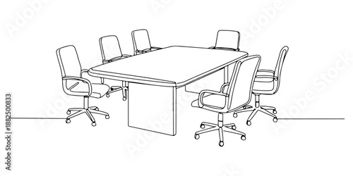 Continuous one line of a negotiation table, representing diplomacy, business deals, and agreements, drawn vector illustration.