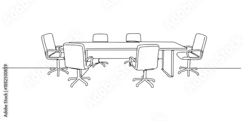 Continuous one line of a negotiation table, representing diplomacy, business deals, and agreements, drawn vector illustration.