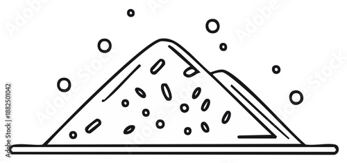 Minimalist line art icon depicting a small pile of granular ingredients sugar or salt