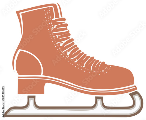 Illustration of a figure skate with laces and blade, isolated on white background