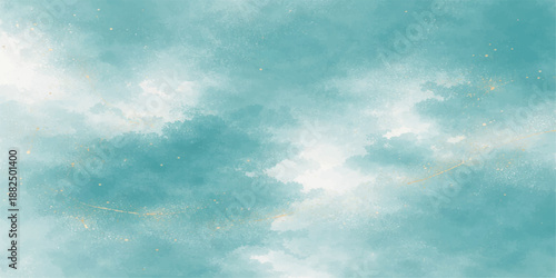 A clear blue sky with white clouds creates a beautiful summer cloudscape background in the bright sun and natural air of a light atmosphere