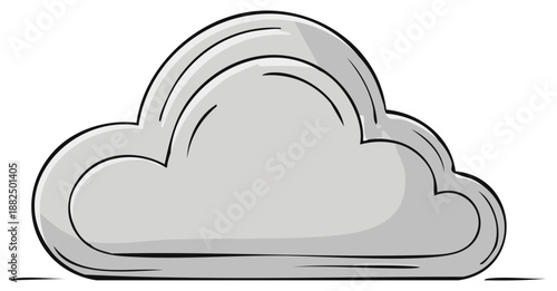 Illustration of a Gray Cloud Symbol with Dark Bordering and Shadow