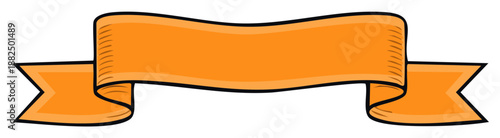Orange cartoon banner with black outlines and a ribbon design for text or messages