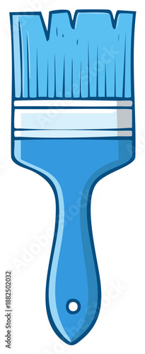 Blue cartoon style paintbrush for painting or decorating home improvement equipment design
