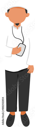 Man with lanyard in travel