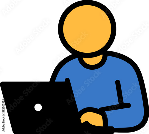 Person working calmly on laptop, focused and productive modern work illustration