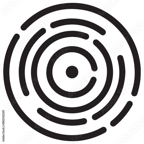 Monochromatic Abstract Circular Maze Pattern with Central Dot
