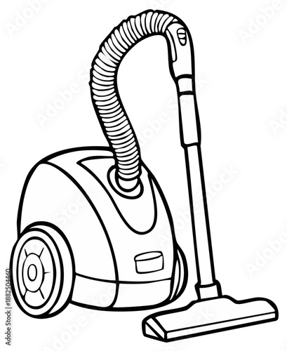 Cartoon illustration of a vacuum cleaner for household cleaning.