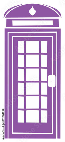 Stylized Purple Phone Booth Illustration Isolated, Call Box Silhouette, Vintage Phone Station, Communications Technology