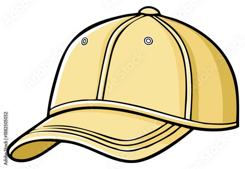Yellow baseball cap illustration, side view of a casual hat. Vector graphic, sport apparel.
