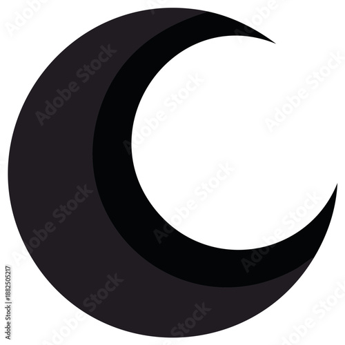 Crescent Moon Dark Silhouette Abstract Celestial Body Graphic
