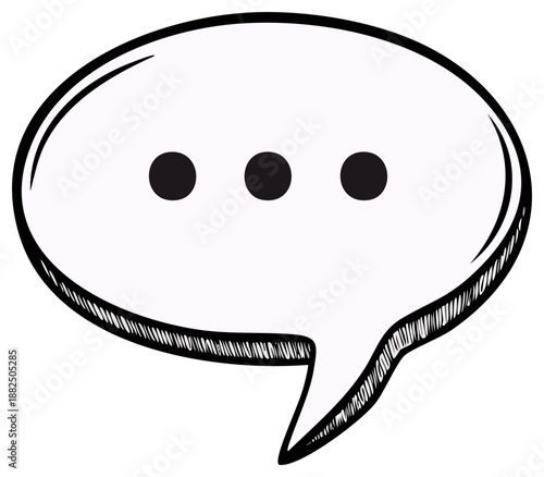 Doodle speech bubble icon with ellipsis representing thinking or waiting for a response