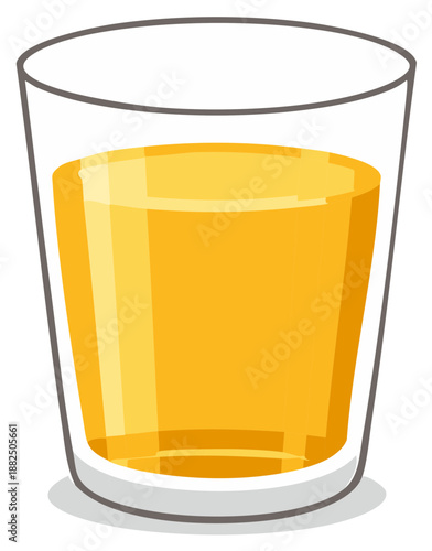 Clear Glass Filled With Bright Orange Juice Showing Liquid Level