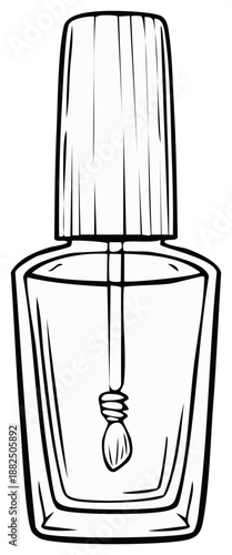 Nail Polish Bottle Black And White Outline Drawing
