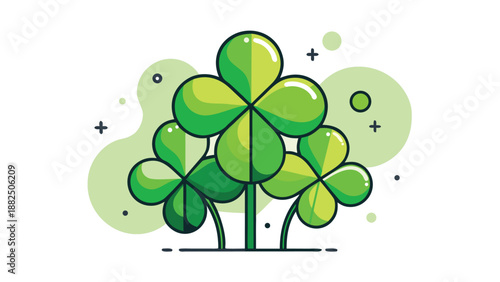 Colorful St. Patrick's Day greeting card showcasing a pattern of shamrocks and holiday motifs..eps