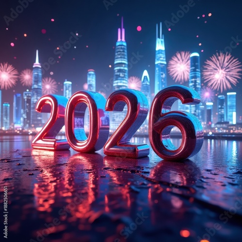 Celebrating 2026 in a vibrant cityscape