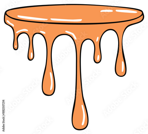 Caramel Drips or Orange Creamy Texture Dripping Downwards Illustration