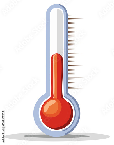 Cartoon Thermometer Indicating High Temperature Measurement for Sickness Symptoms