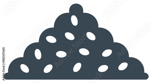 Stylized illustration of a dark blue pile with white oval elements, abstract shapes and patterns.