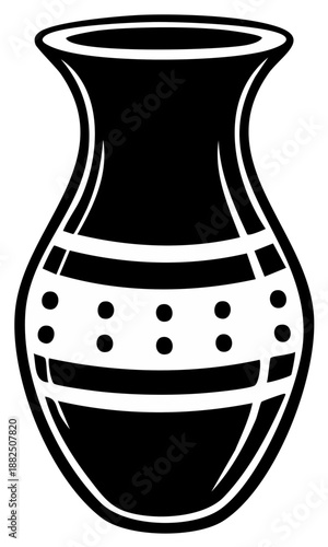 Stylized Black and White Decorative Pottery Vase Design