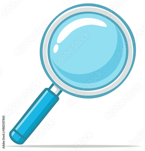Blue Cartoon Magnifying Glass Illustration for Exploration and Search Icon