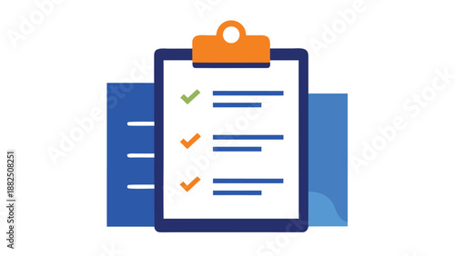 A folder with a checklist resting on it, symbolizing organization and task management..eps