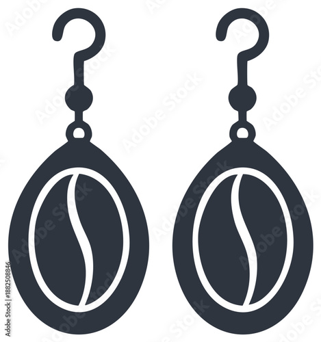 Coffee Bean Novelty Jewelry Drop Earrings Simple Vector Glyph Icon