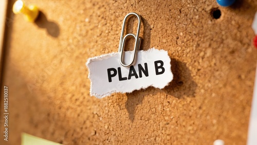 Plan B Note Pinned on Corkboard Backup Strategy Contingency Concept