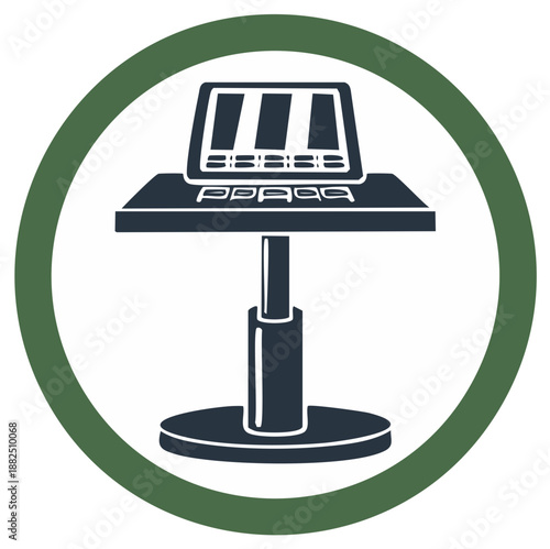 Retail self service checkout counter icon for modern payment technology