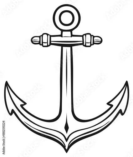 Nautical Anchor Illustration Black and White Maritime Navigation Symbol Vintage Design