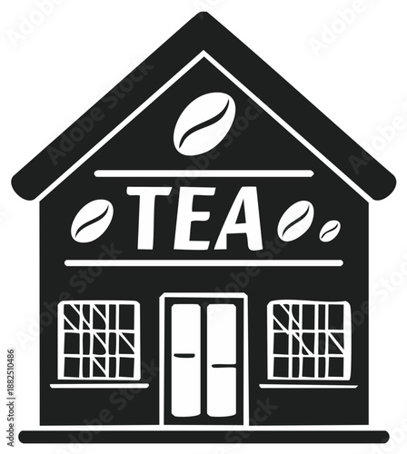 Tea House Building with Coffee Beans and Windows