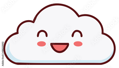 Cute Happy Cloud Character with Smiling Face and Rosy Cheeks