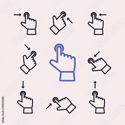 Vector hand sliding symbols set graphic design illustration