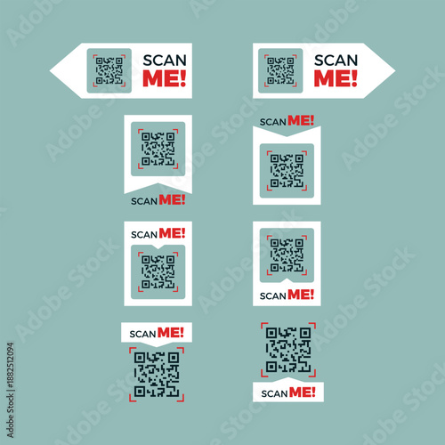 QR code scan me design set vector