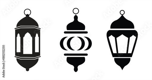 Traditional lantern icons for ramadan and islamic celebration design elements
