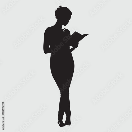 Woman Reading Book Silhouette Representing Education, Knowledge and Learning Concept