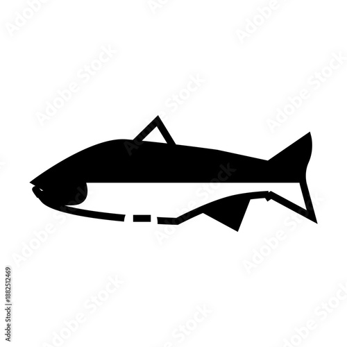 black salmon fish glyph icon vector