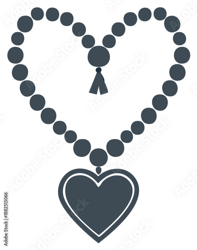 Heart Shaped Necklace Illustration with Beads and a Tassel Pendant