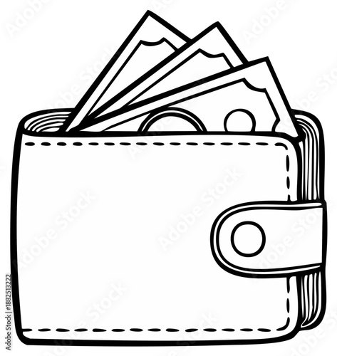 Open Wallet With Bills and Coins Vector Illustration