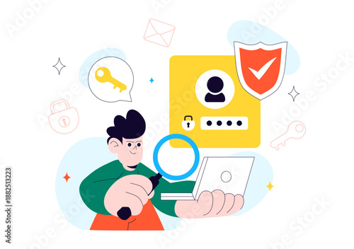 Cybersecurity Awareness Campaign Vector Illustration Featuring Digital Safety, Data Protection, And Online Security Education in Flat Background