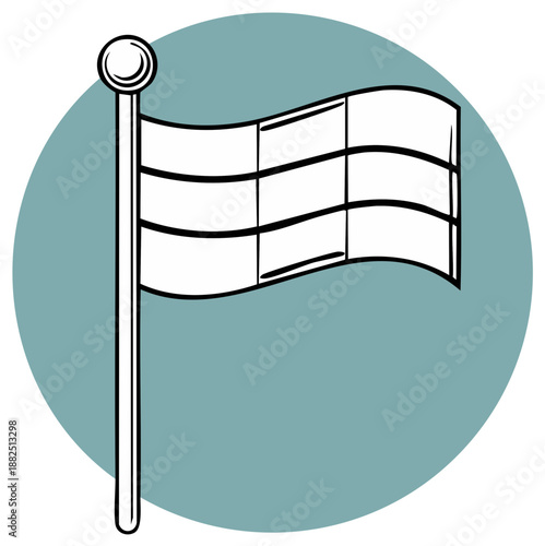 Stylized Illustration of a White Flag on a Flagpole Within a Blue Circle