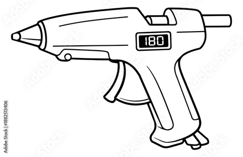 Line art illustration of a hot glue gun depicting an essential tool for crafting and DIY projects