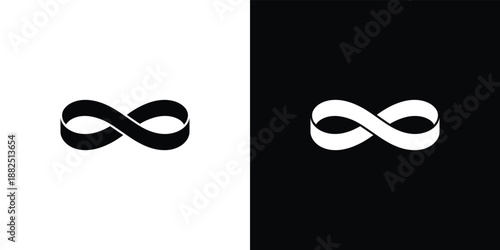 Black and white infinity symbols on contrasting backgrounds