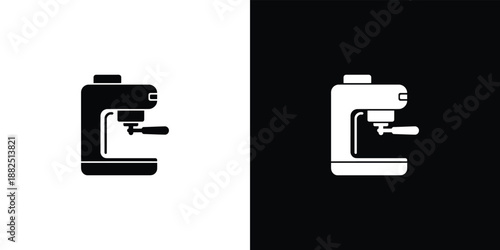 Black and white of an espresso machine on contrasting backgrounds Keywords: espresso machine
