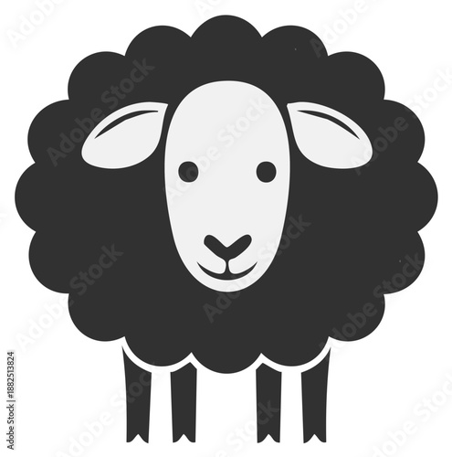 Cartoon sheep icon, animal illustration, graphic design element, farm animal